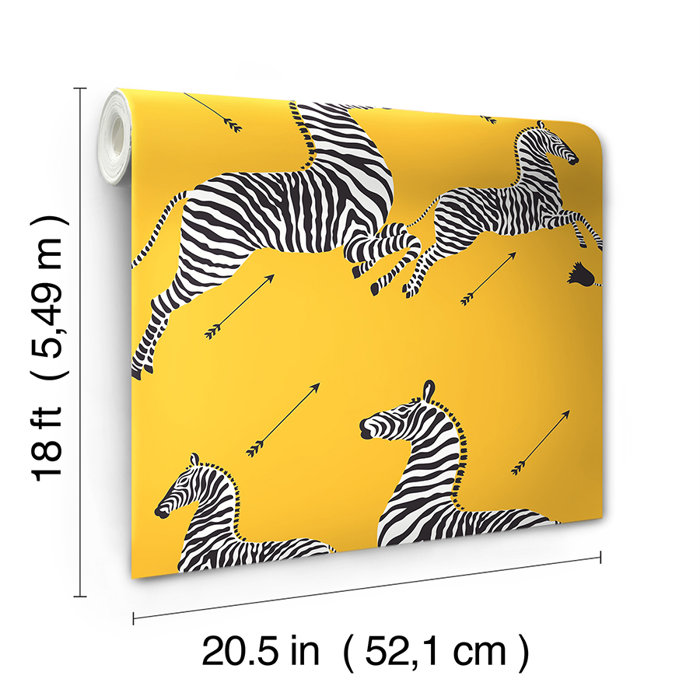 THSc Zebra Vinyl Peel & Stick Wallpaper Double Roll Perigold
